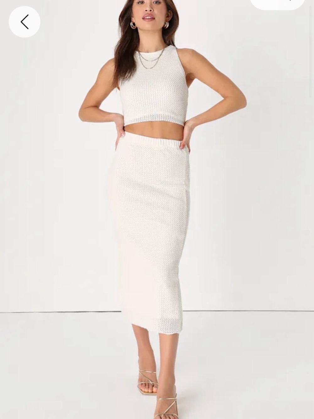 Lulu's Cream Open-Knit Midi Skirt